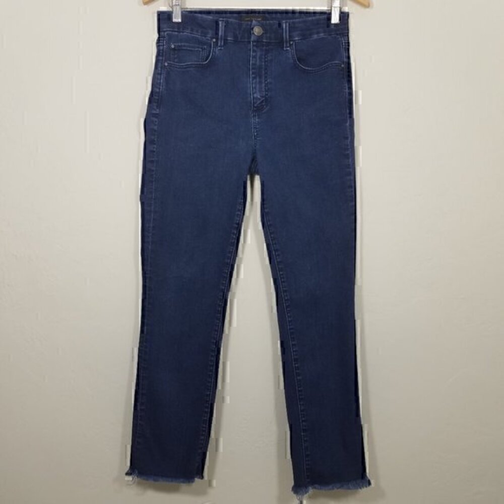 Ann Taylor The High Rise Straight Raw Hem Stretch Jeans Size 6